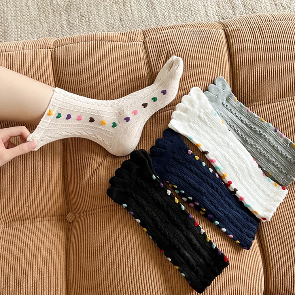 Soft Bloom Five Toe Organic Cotton Socks