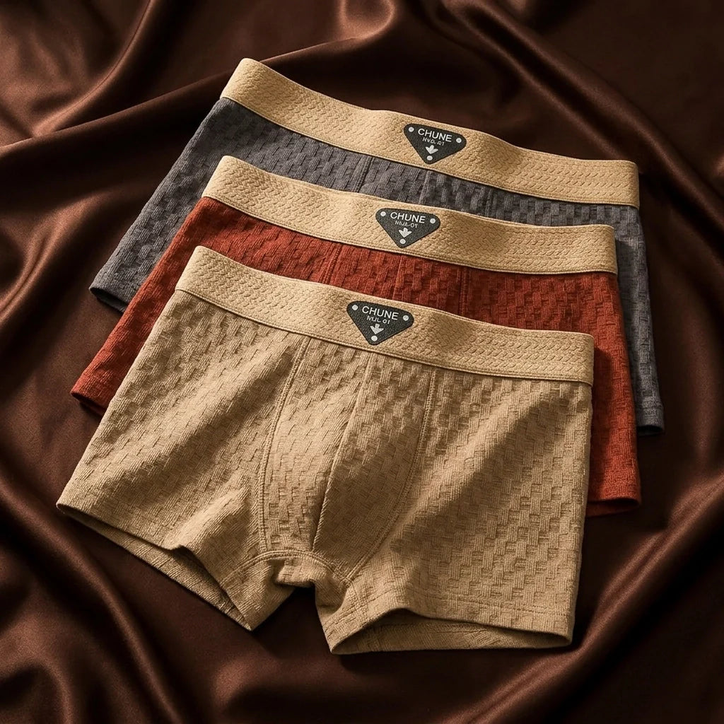 Men's Organic Cotton Boxer Briefs - Breathable Waffle Knit Trunks