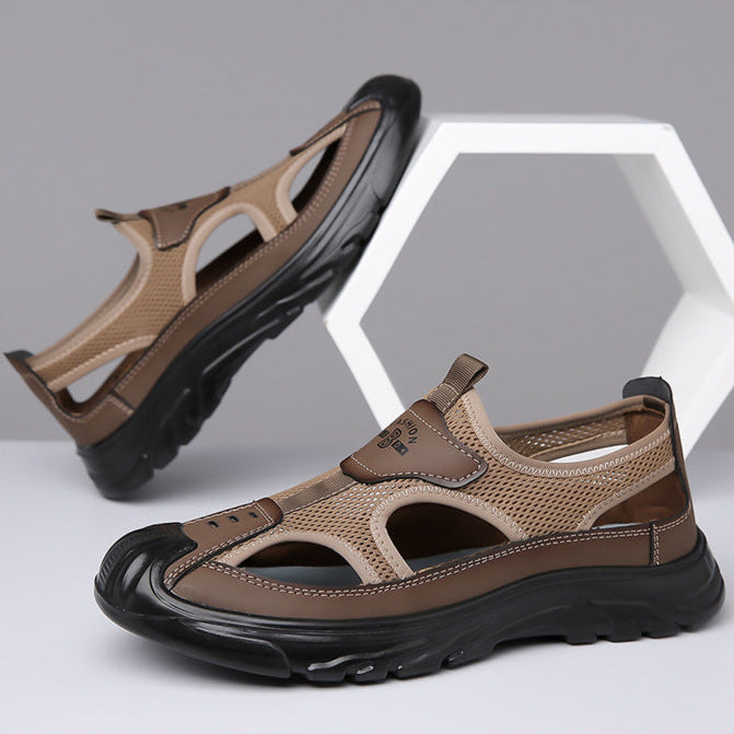 Men's Breathable Mesh Sandals - Orthopedic Cushioned Walking Shoes in Brown