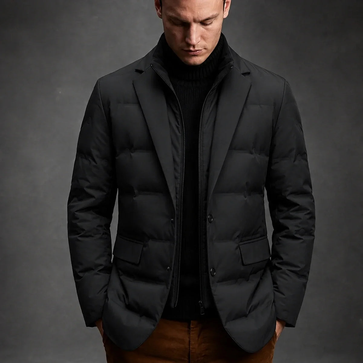 Tailored lightweight white duck down blazer jacket