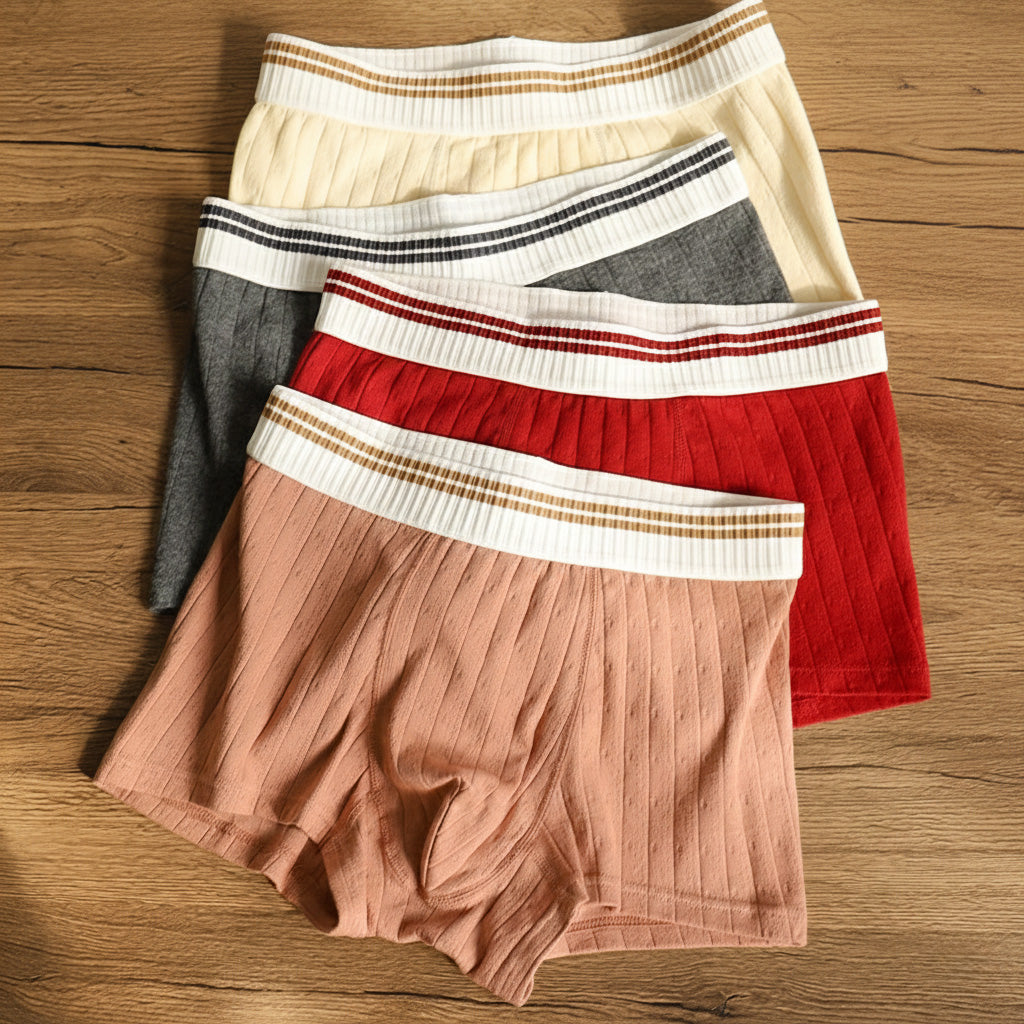 Men's Organic Cotton Boxer Briefs - Breathable Ribbed Trunks in XS