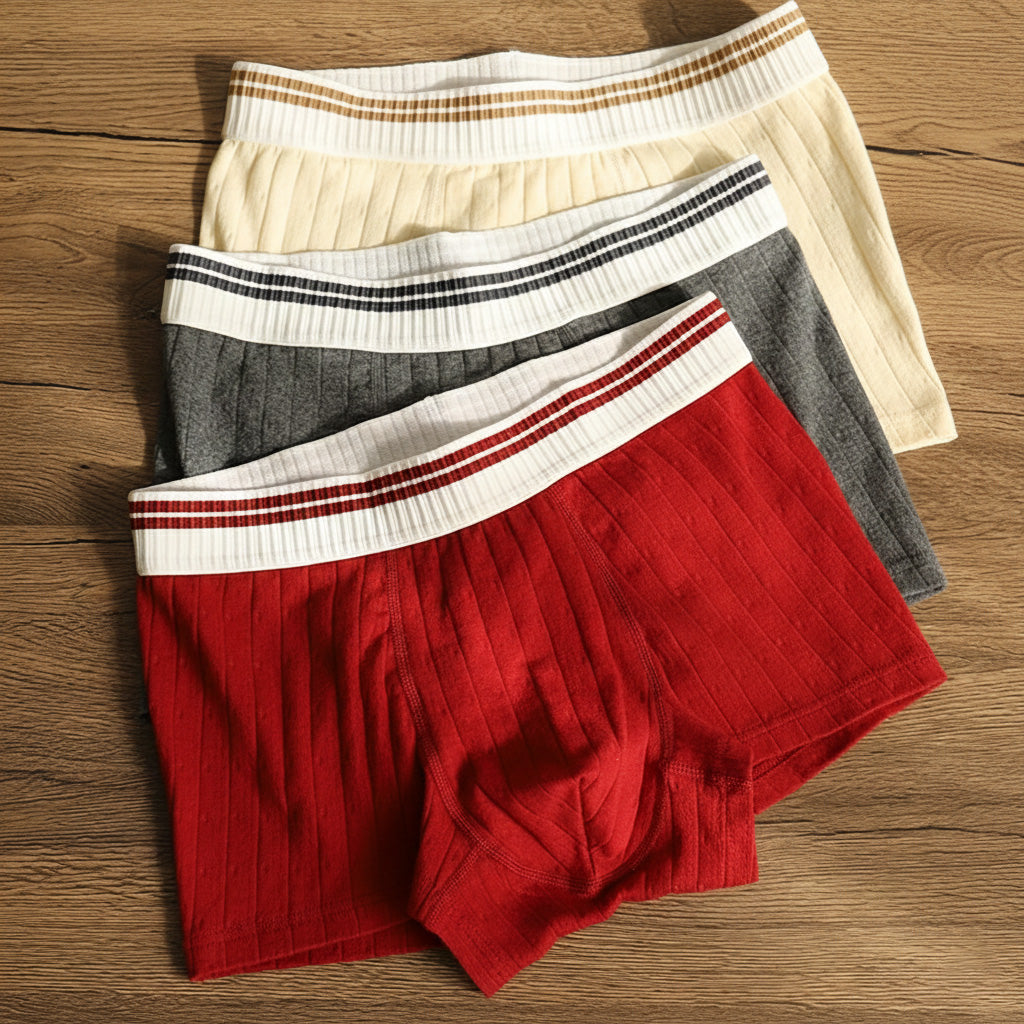 Men's Organic Cotton Boxer Briefs - Breathable Ribbed Trunks in XS