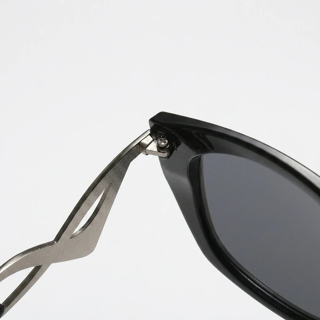 Oversized Cat Eye Sunglasses - Gradient UV400 Statement Shades in Silver Shadow