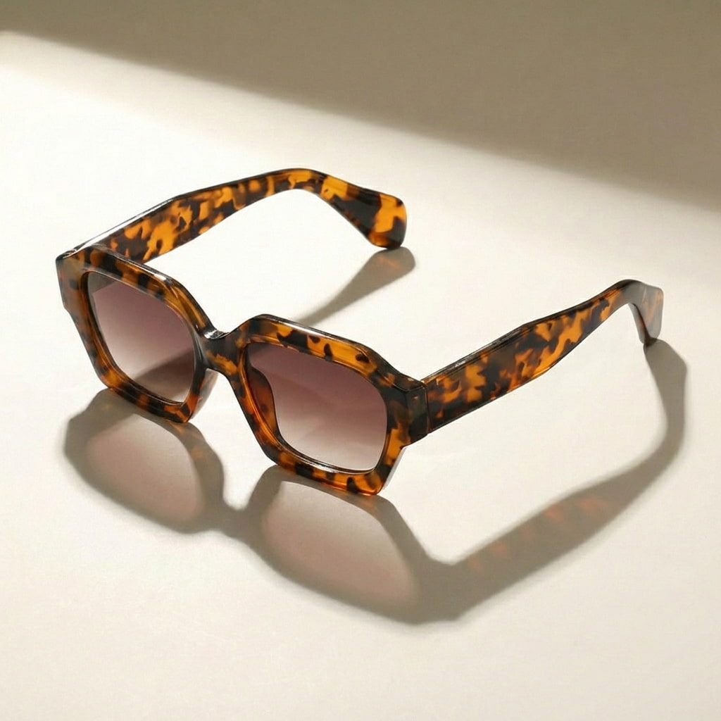 Cleo Tortoise Shades Oversized Geometric Tortoiseshell UV400 Sunglasses