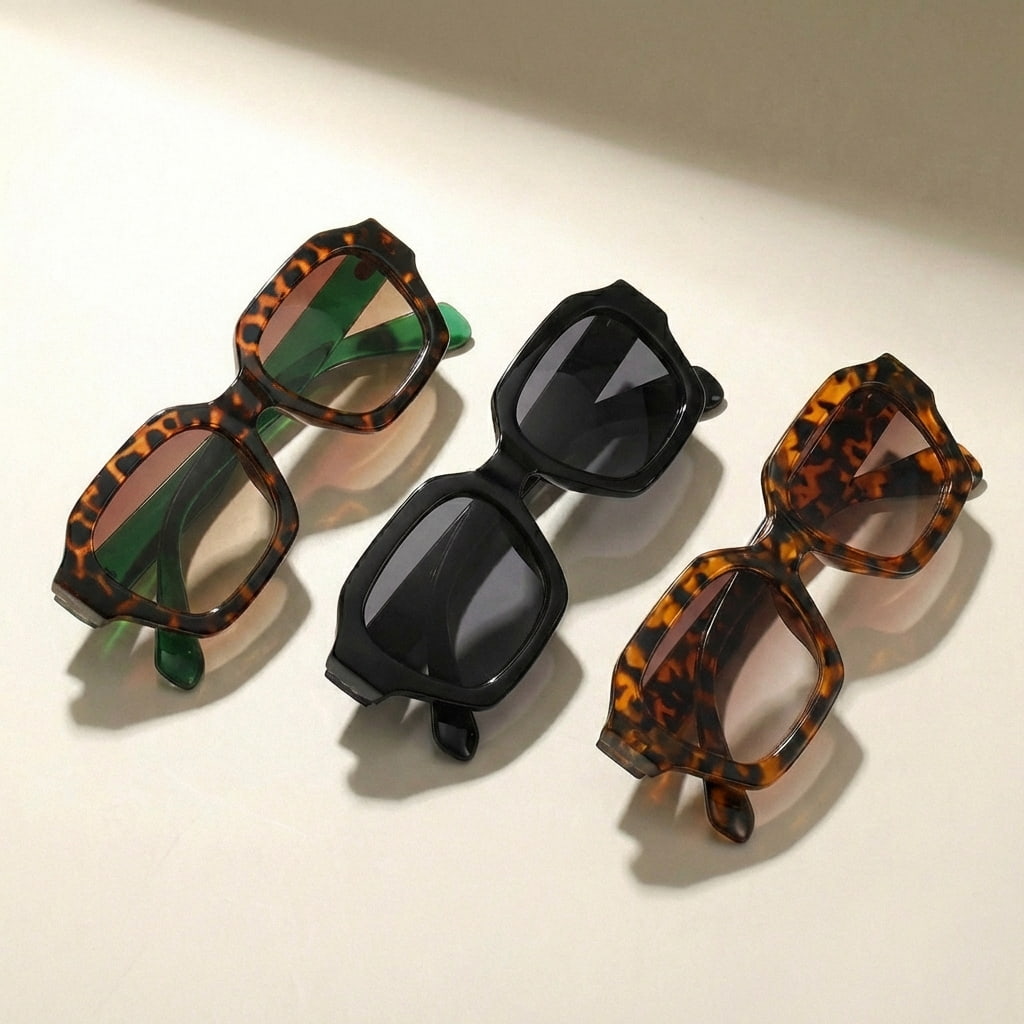 Cleo Tortoise Shades Oversized Geometric Tortoiseshell UV400 Sunglasses