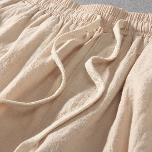 Men's Organic Cotton Wide Leg Drawstring Pants - Breathable Relaxed Trousers