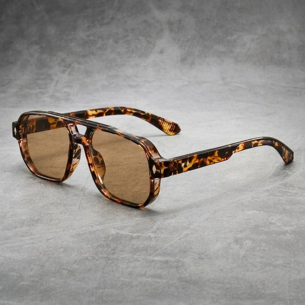 Aviator Sunglasses - UV400 Tinted Double Bridge Shades in Azure Havana