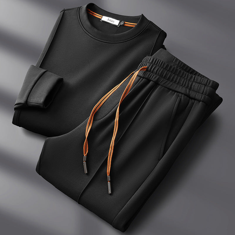 Men's Cotton Silk Loungewear Set - Premium Sweatshirt & Pants in Khaki