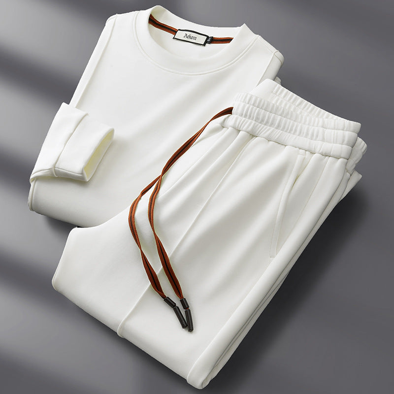 Men's Cotton Silk Loungewear Set - Premium Sweatshirt & Pants in Khaki