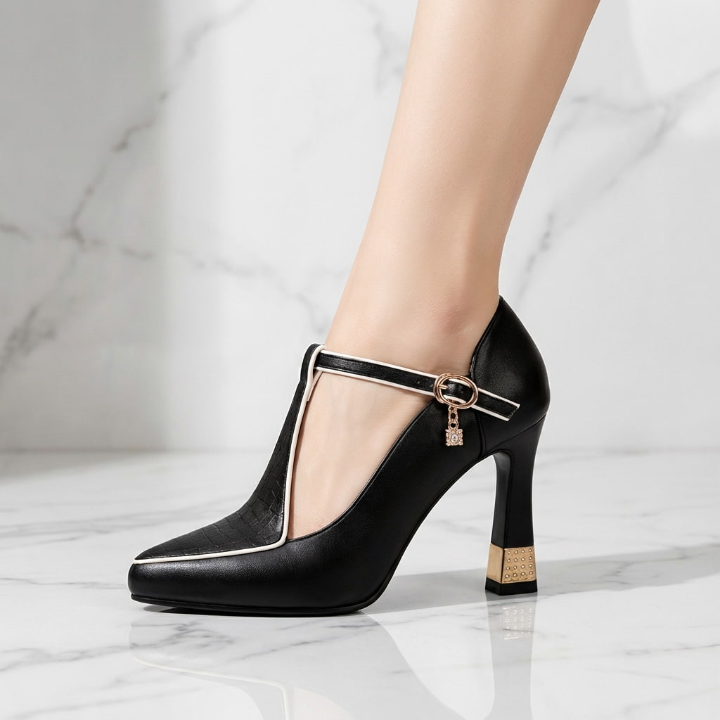 Aurelie T-Strap Block Heels
