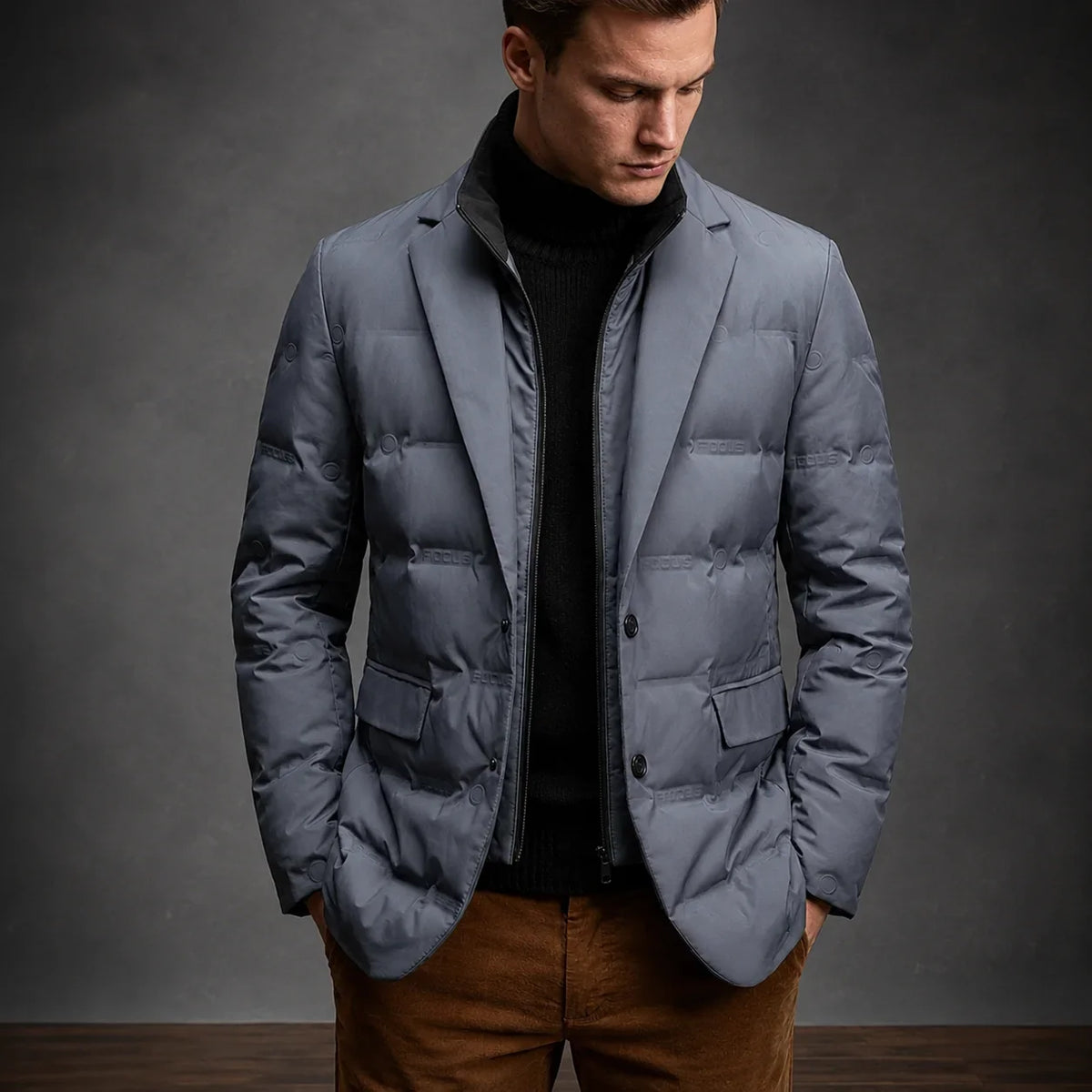 Tailored lightweight white duck down blazer jacket