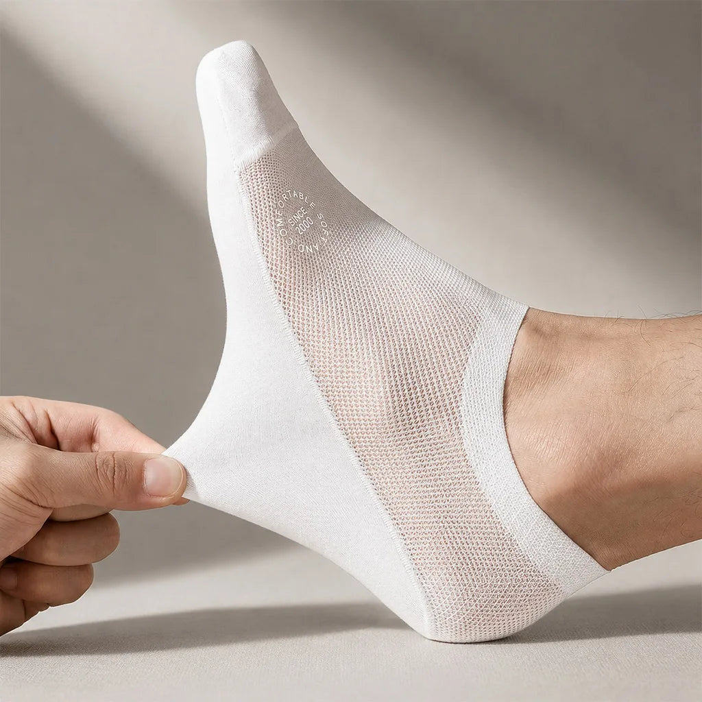 Anti-Slip No-Show Socks White