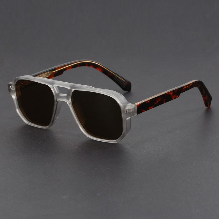 Nuvelio Milano chunky square pilot UV400 gradient sunglasses - Silver Leopard