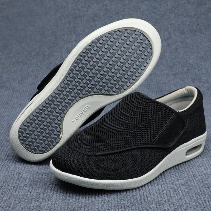 Orthopedic Wide Fit Shoes - Adjustable Comfort Walking Sneakers in Classic Black