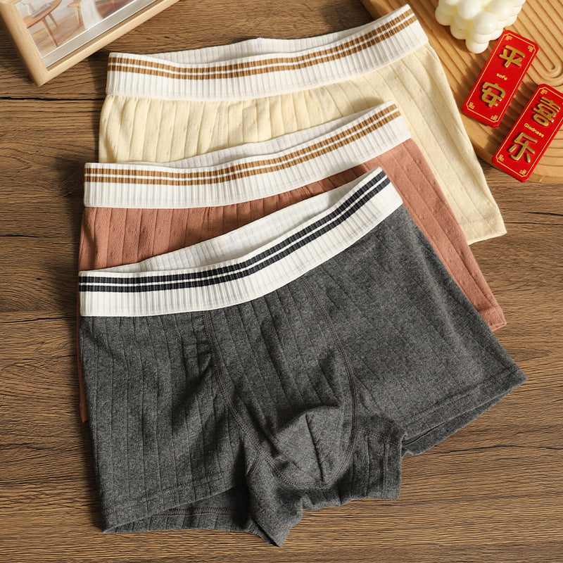 Men's Organic Cotton Boxer Briefs - Breathable Ribbed Trunks in M