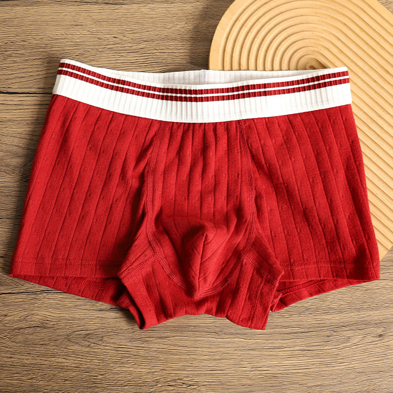 Men's Organic Cotton Boxer Briefs - Breathable Ribbed Trunks in M