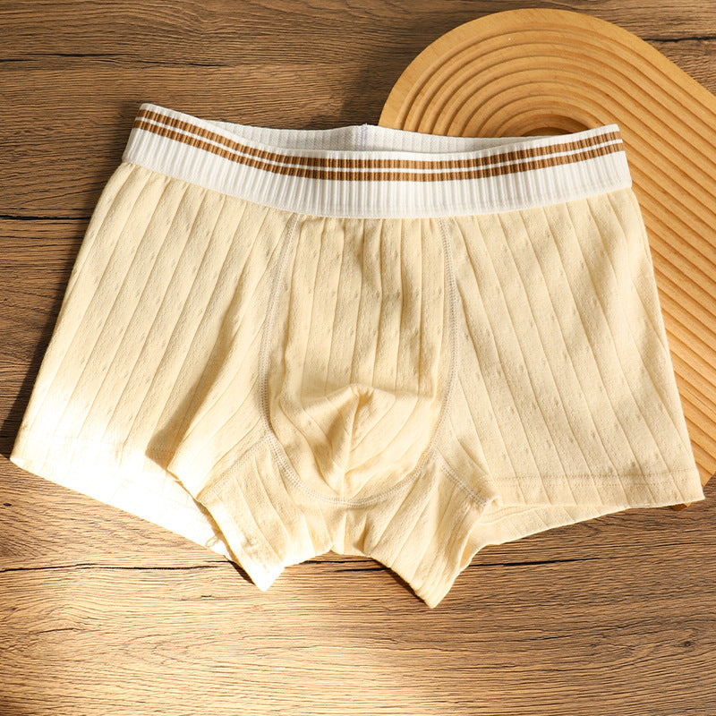 Men's Organic Cotton Boxer Briefs - Breathable Ribbed Trunks in L
