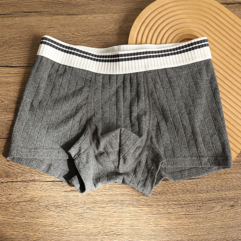 Men's Organic Cotton Boxer Briefs - Breathable Ribbed Trunks in L