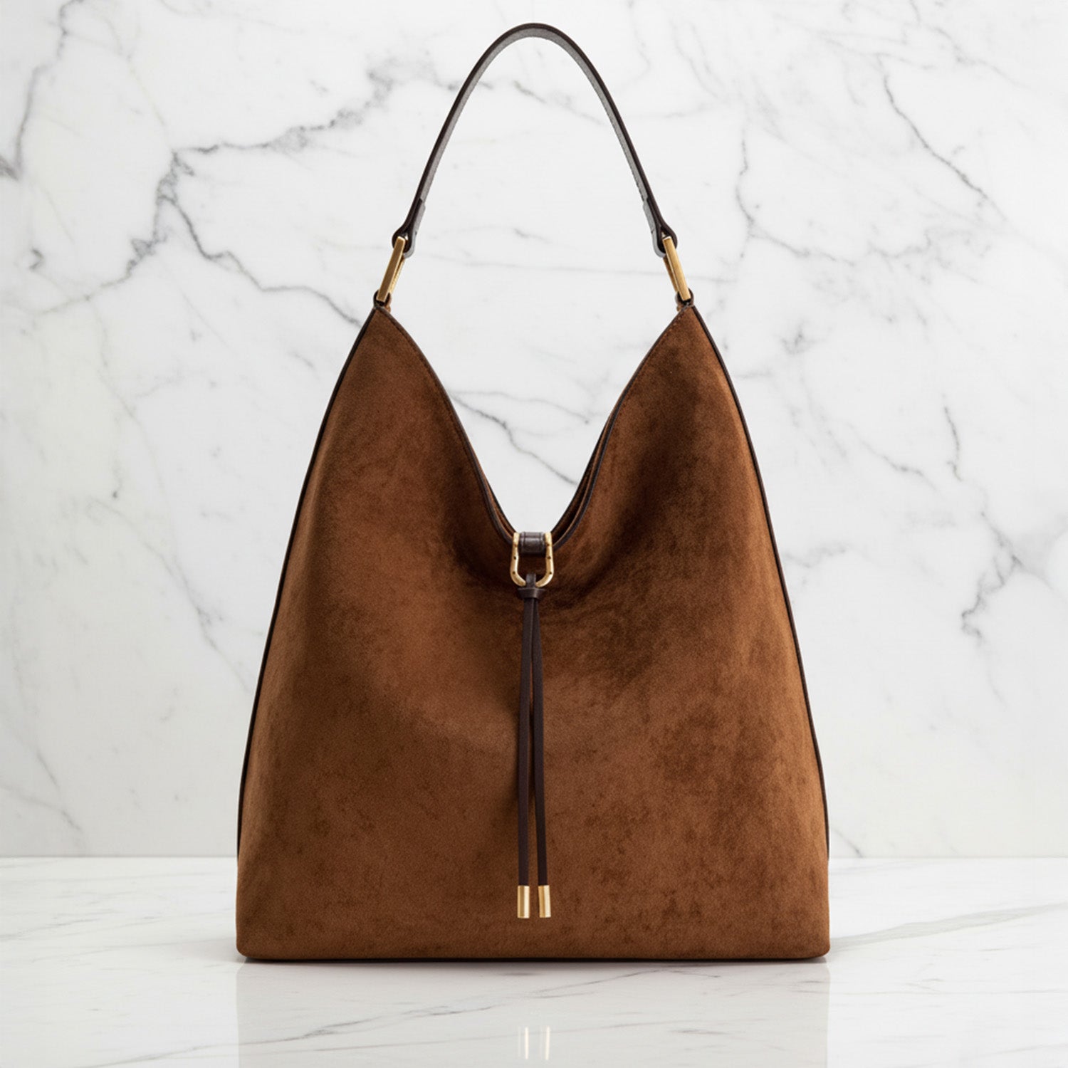 Women's Slouchy Suede Hobo Bag - Spacious Shoulder Purse in Cognac Brown