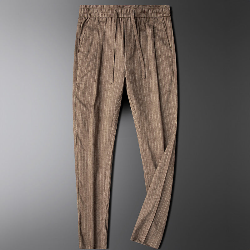 Men's Linen Cotton Drawstring Pants - Breathable Straight Leg Trousers