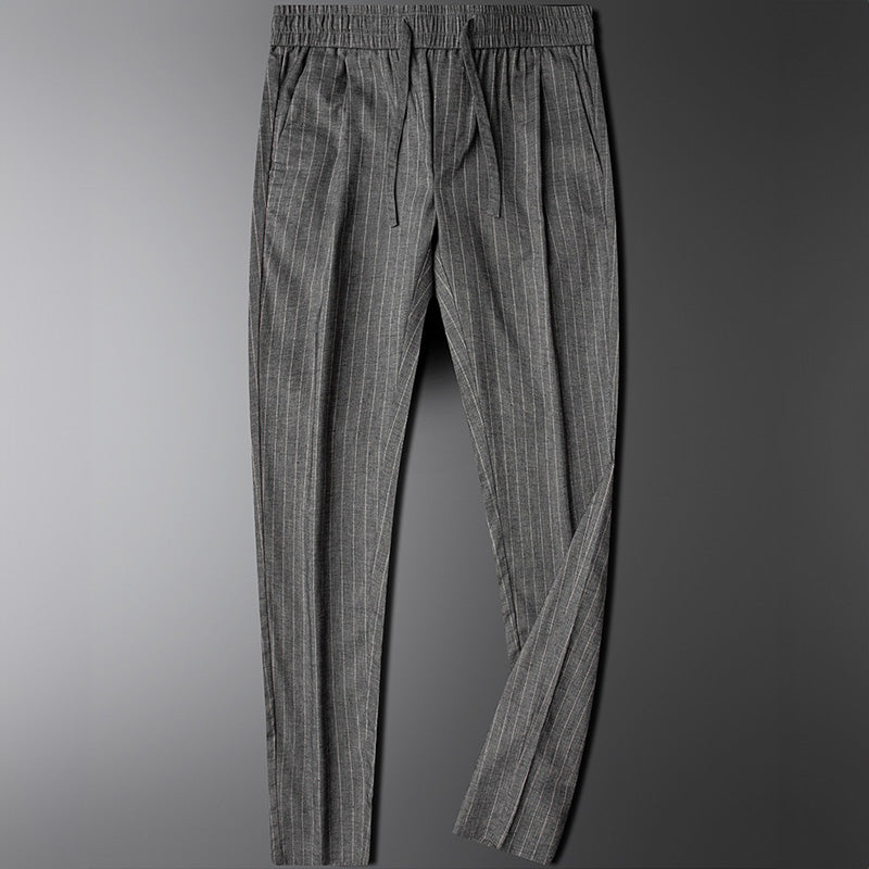 Men's Linen Cotton Drawstring Pants - Breathable Straight Leg Trousers