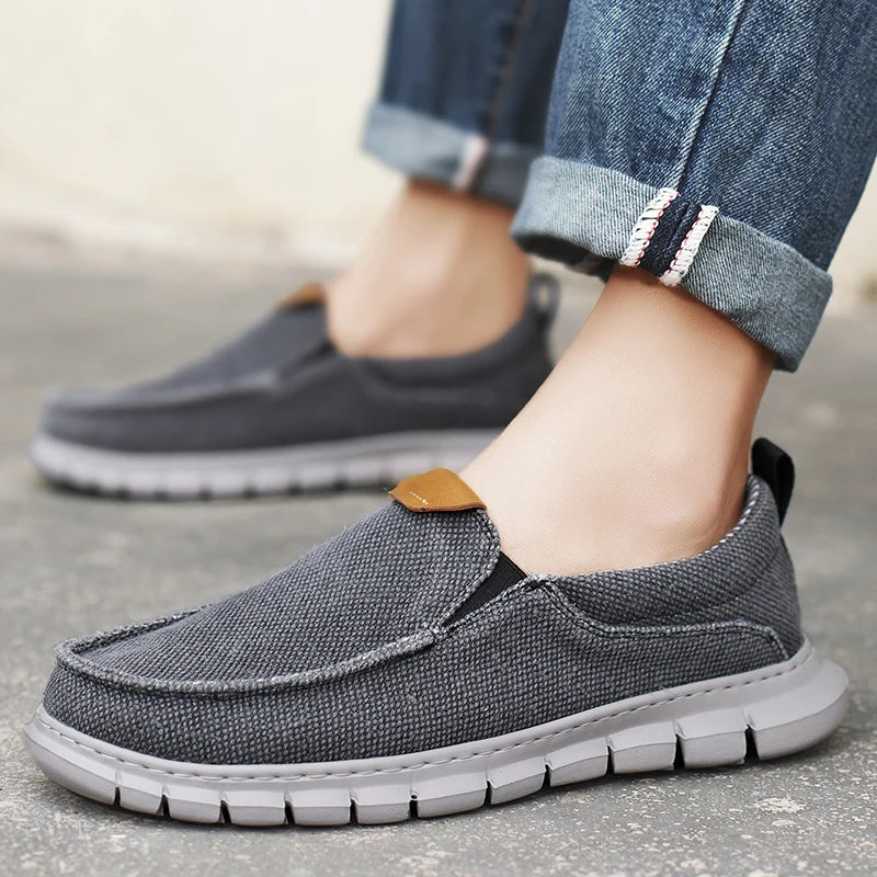 Men’s Lightweight Canvas Slip-On Sneakers – Casual Walking Shoes - Khaki 8.5 (EU 42) product image
