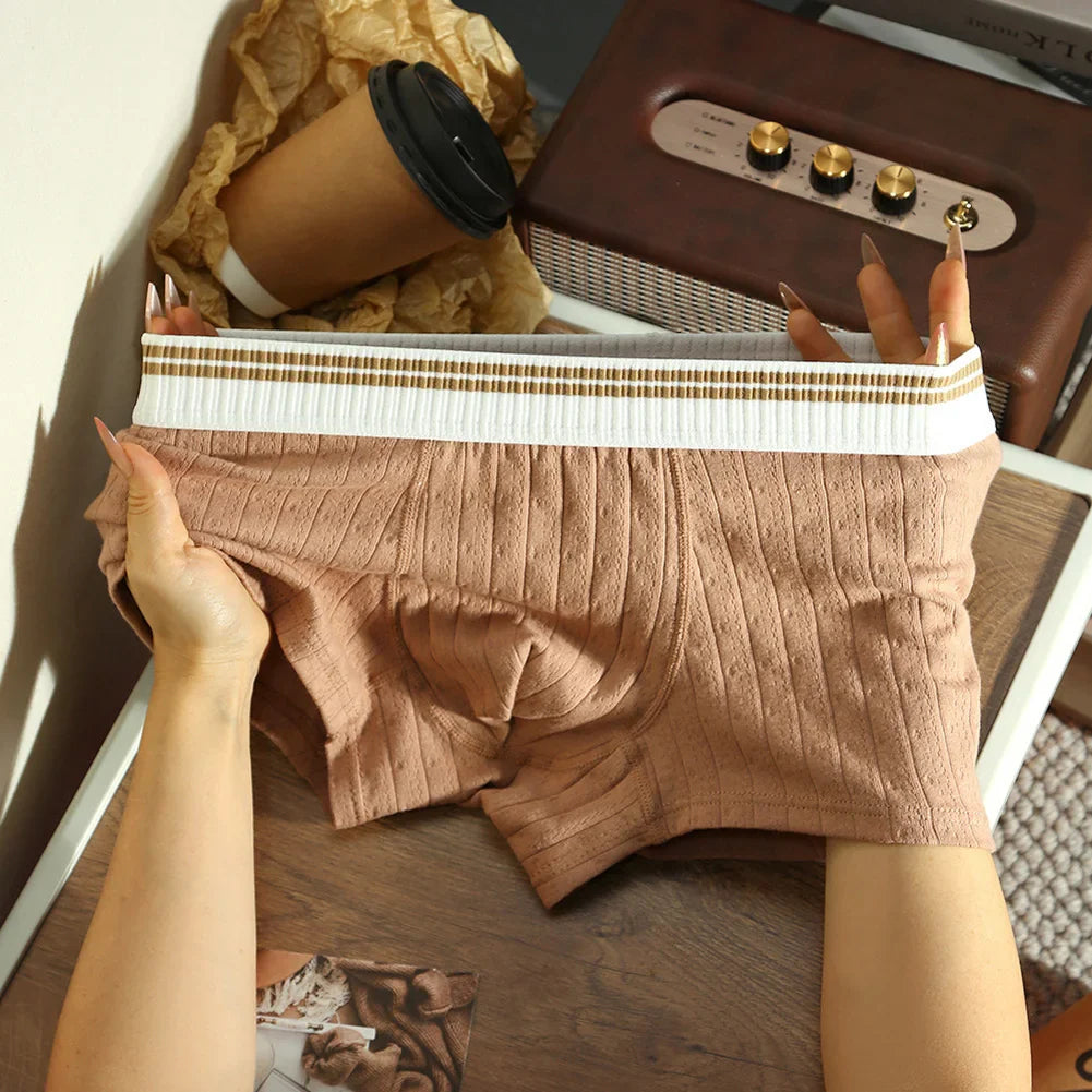 Men's Organic Cotton Boxer Briefs - Breathable Ribbed Trunks