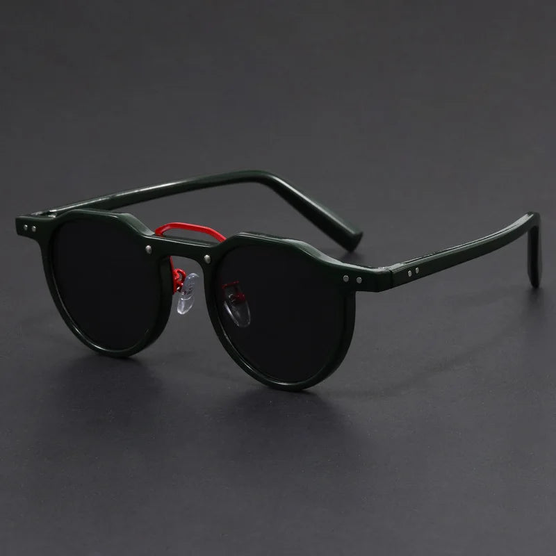 Transparent acetate sunglasses with multicolor patterned temples