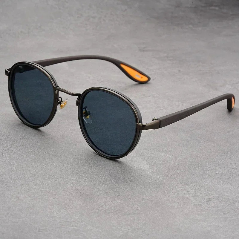 Women's Round UV400 Sunglasses - Lightweight Vintage Shades in Midnight Ember
