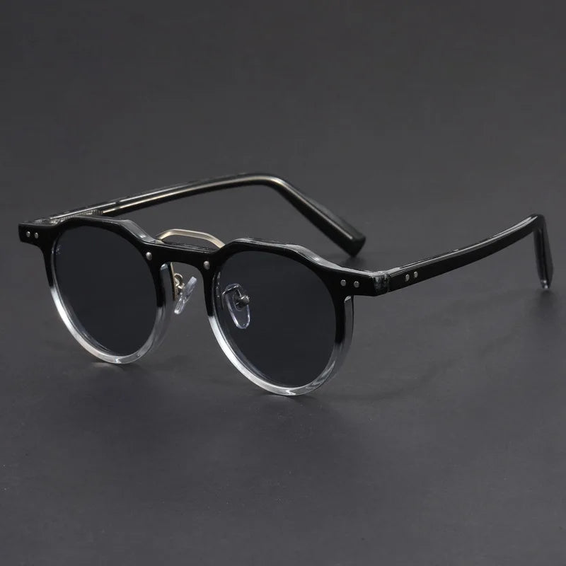 Transparent acetate sunglasses with multicolor patterned temples