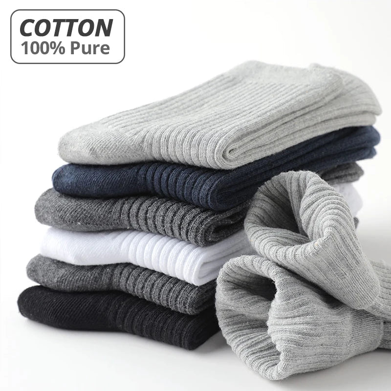 Breathable ribbed organic cotton crew socks with stay-put stretch