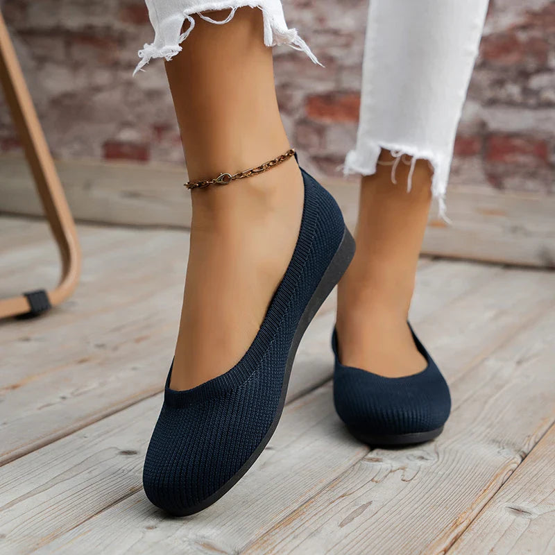 Women's Orthopedic Loafers - Cushioned Slip-On Comfort Shoes in Classic Black