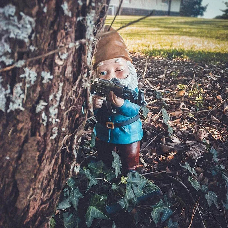 Funny Military Garden Gnome Statues - Weatherproof Yard Decor