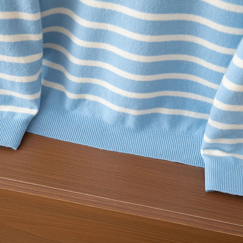 Maritime Merino Wool Sweater Australian Merino Crew Neck Stripe Knit