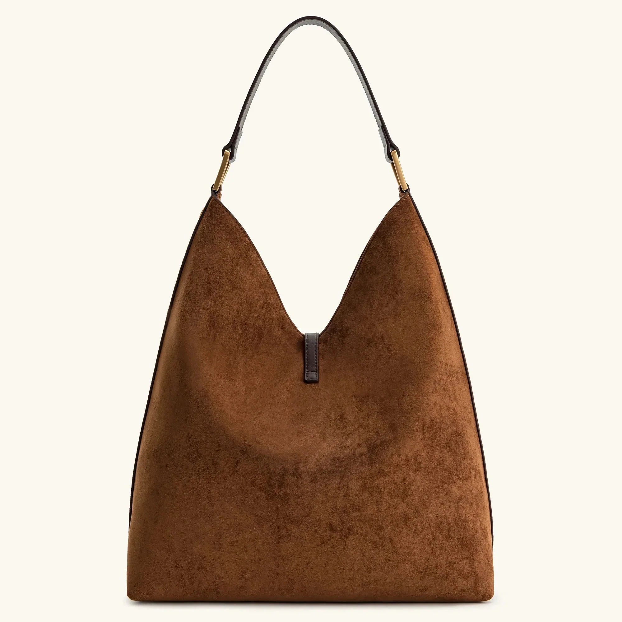 Women's Slouchy Suede Hobo Bag - Spacious Shoulder Purse in White