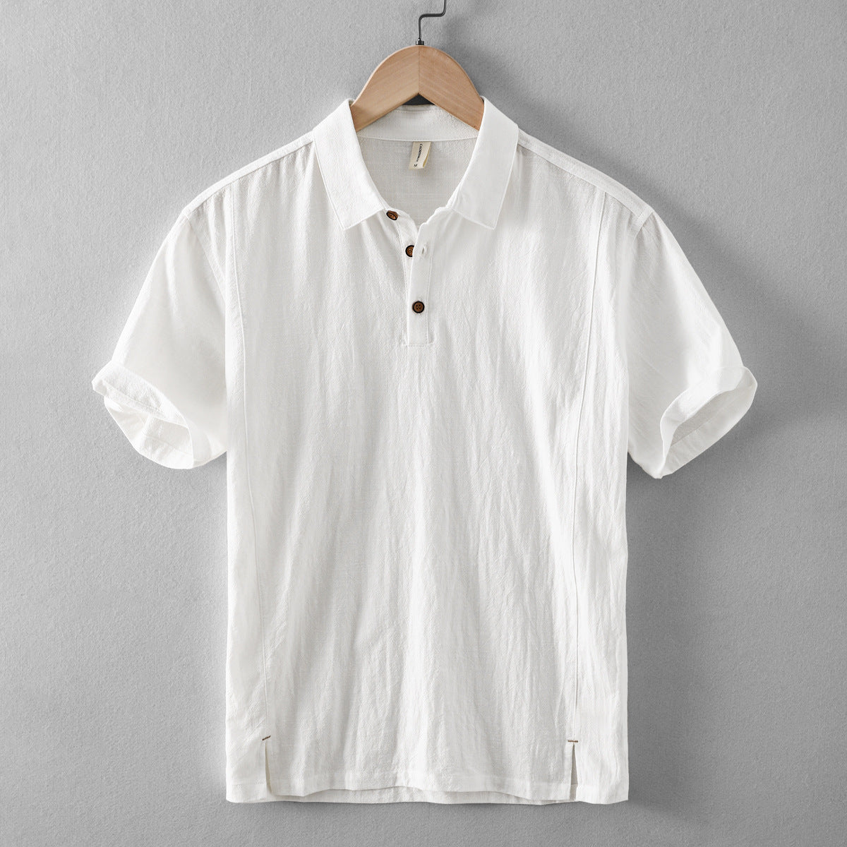 Men's Cotton Linen Polo Shirt - Breathable Summer Knit Top in Navy Blue
