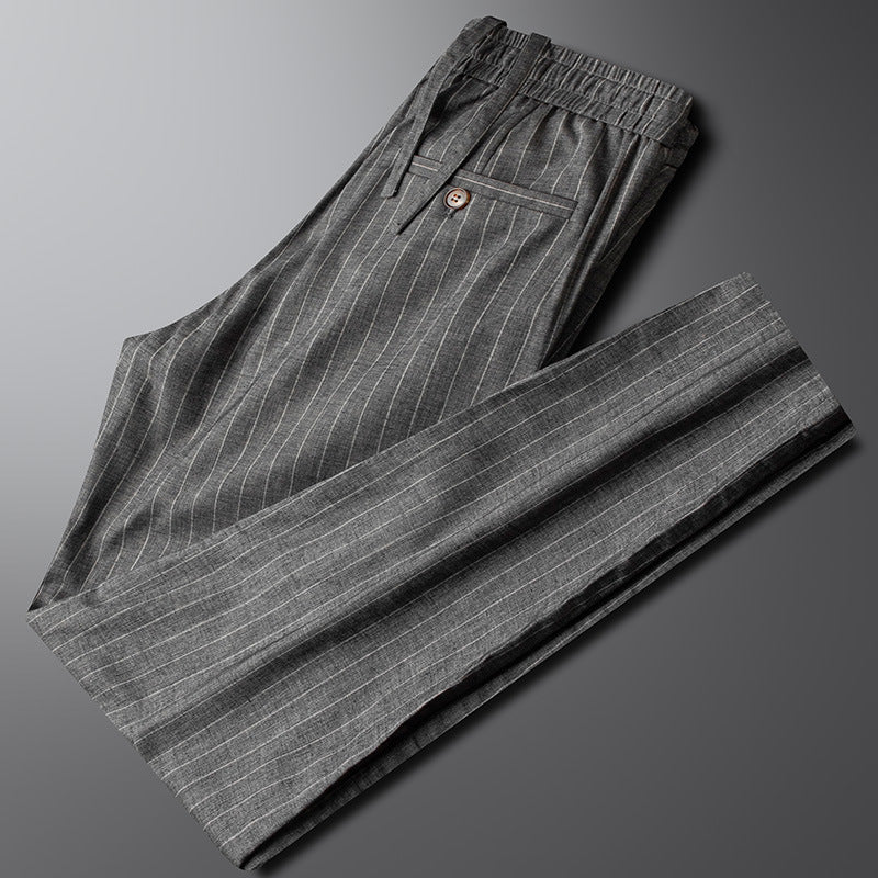 Men's Linen Cotton Drawstring Pants - Breathable Straight Leg Trousers