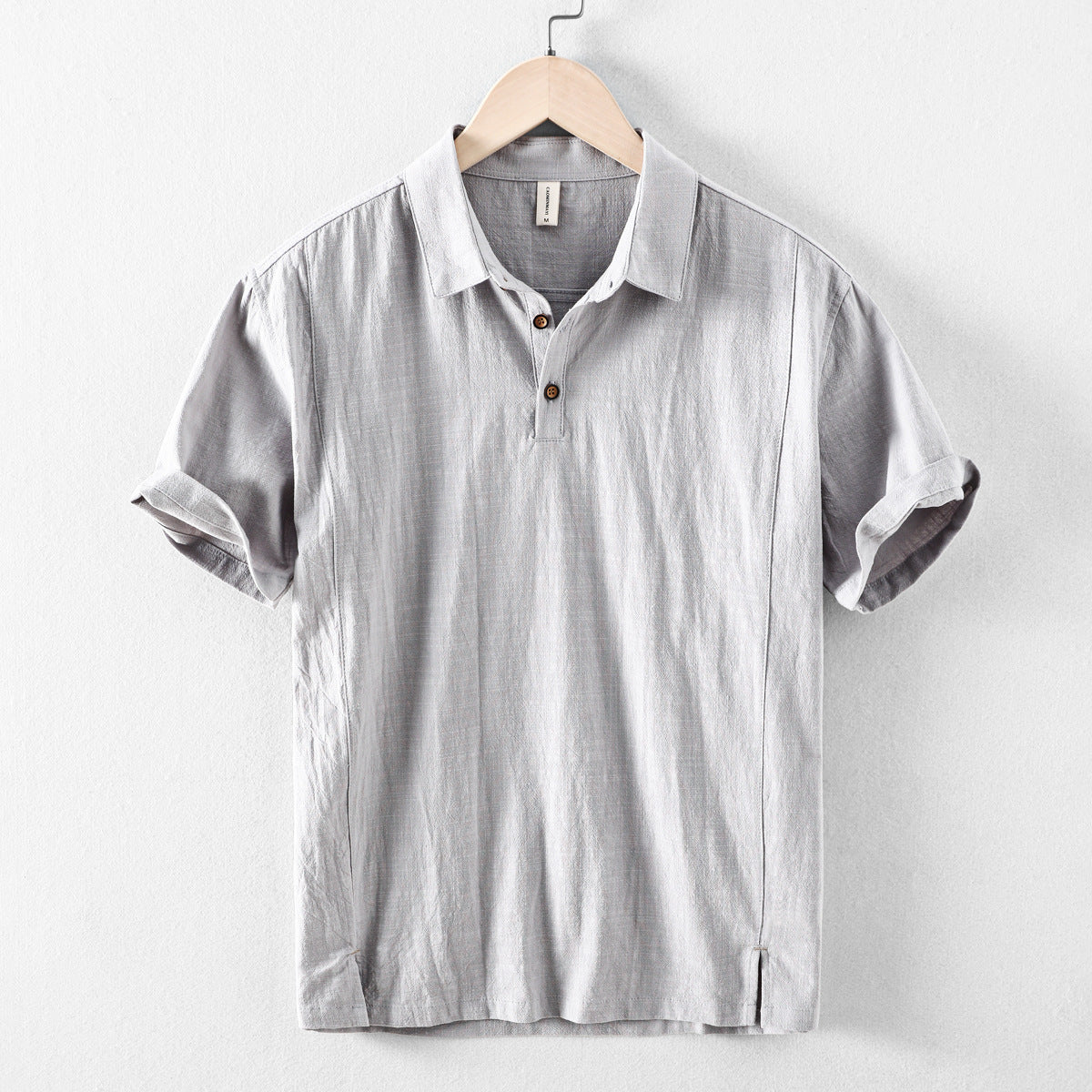 Men's Cotton Linen Polo Shirt - Breathable Summer Knit Top in Navy Blue