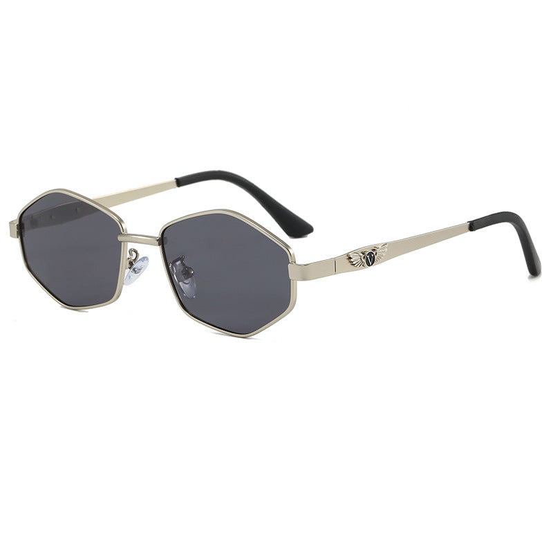 Polarized Geometric Sunglasses - Gold Frame UV400 Shades in Amber Gold