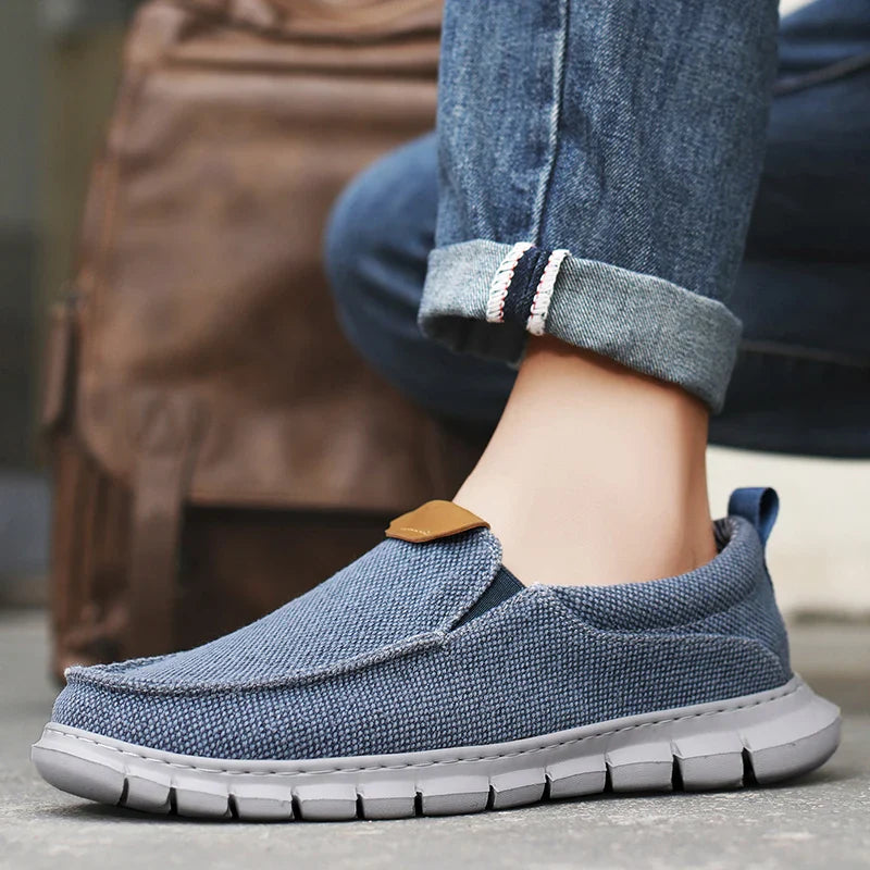 Men’s Lightweight Canvas Slip-On Sneakers – Casual Walking Shoes - Khaki 10 (EU 44) product image