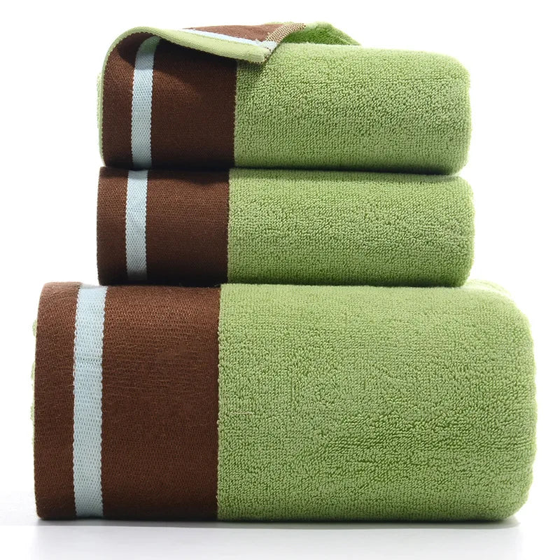 Bamboo Cotton Towel Set – Soft Absorbent Bath & Hand Towels - 3x Green product image