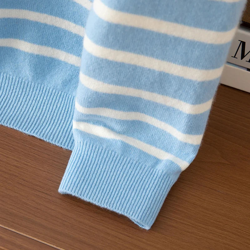 Maritime Merino Wool Sweater Australian Merino Crew Neck Stripe Knit
