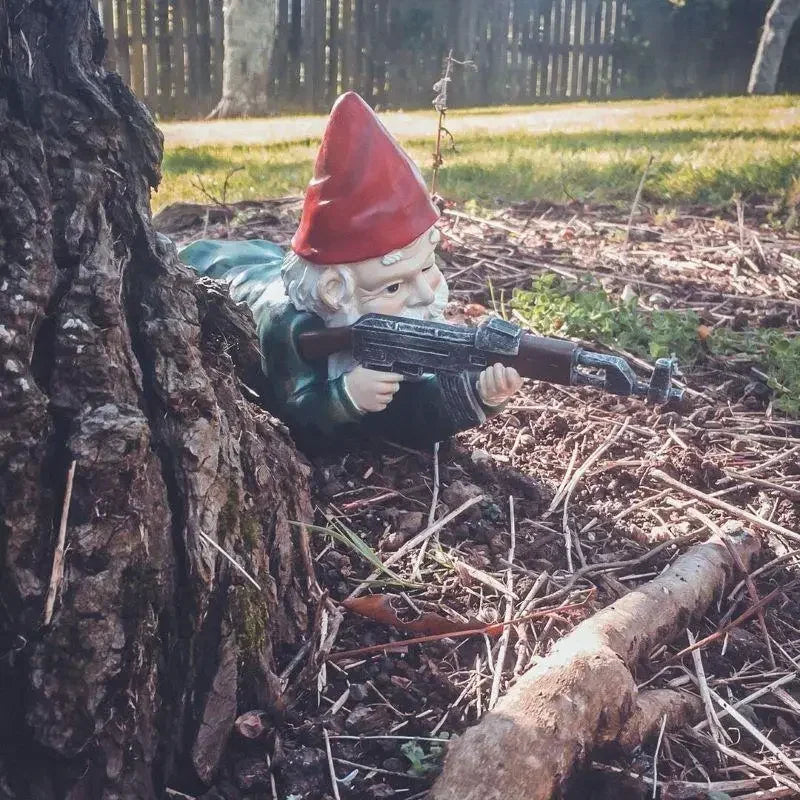 Funny Military Garden Gnome Statues - Weatherproof Yard Decor