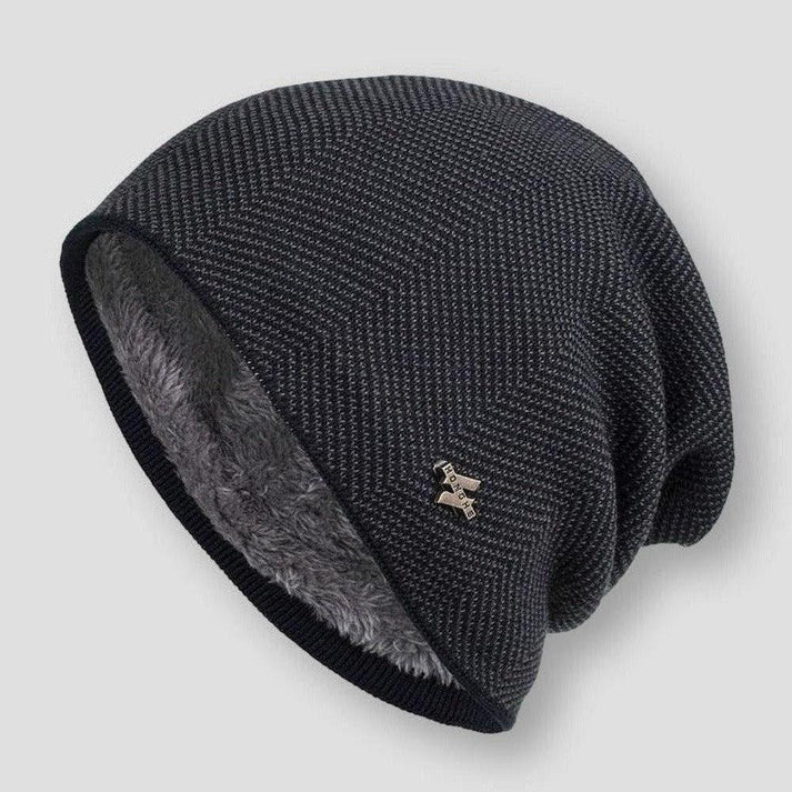 Ribbed Wool Beanie Hat – Warm Stretch Knit Winter Cap - Dark Gray product image
