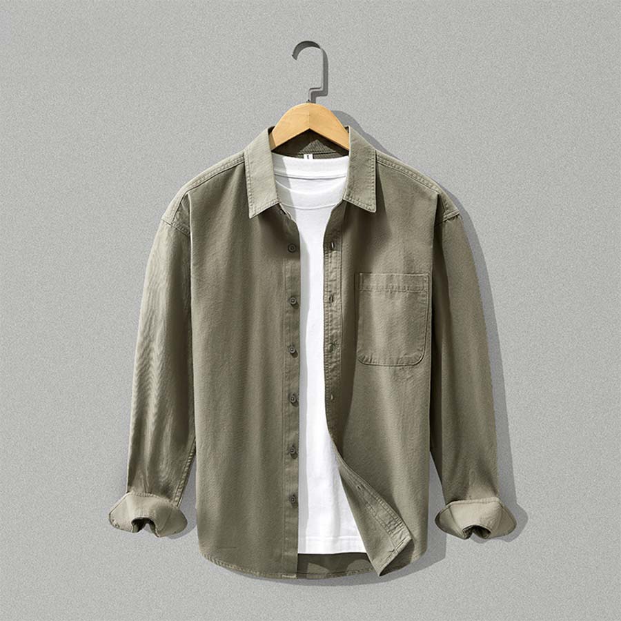 Men's Organic Cotton Button-Up Shirt - Breathable Long Sleeve Casual Shirt