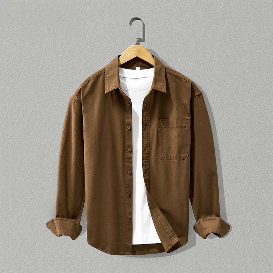 Men's Organic Cotton Button-Up Shirt - Breathable Long Sleeve Casual Shirt