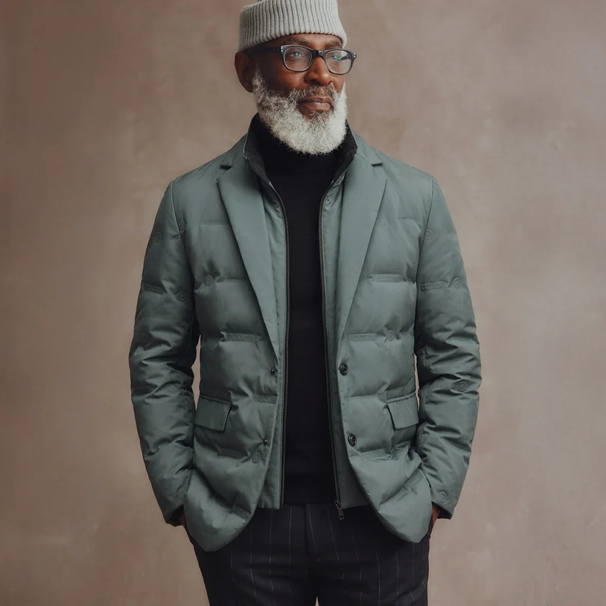 Tailored lightweight white duck down blazer jacket
