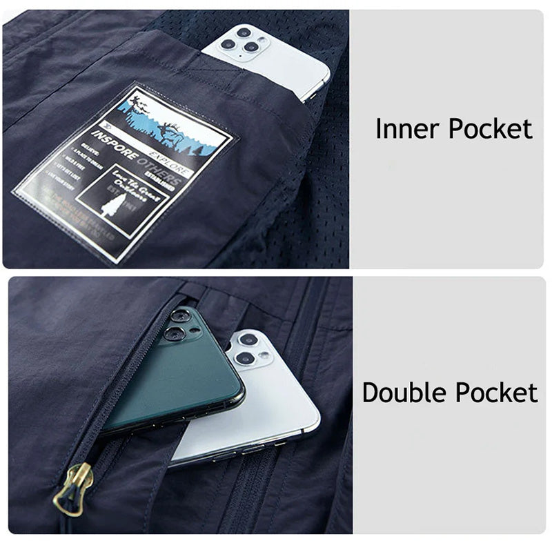 Men's Utility Travel Vest - Lightweight Quick-Dry Multi-Pocket Fit