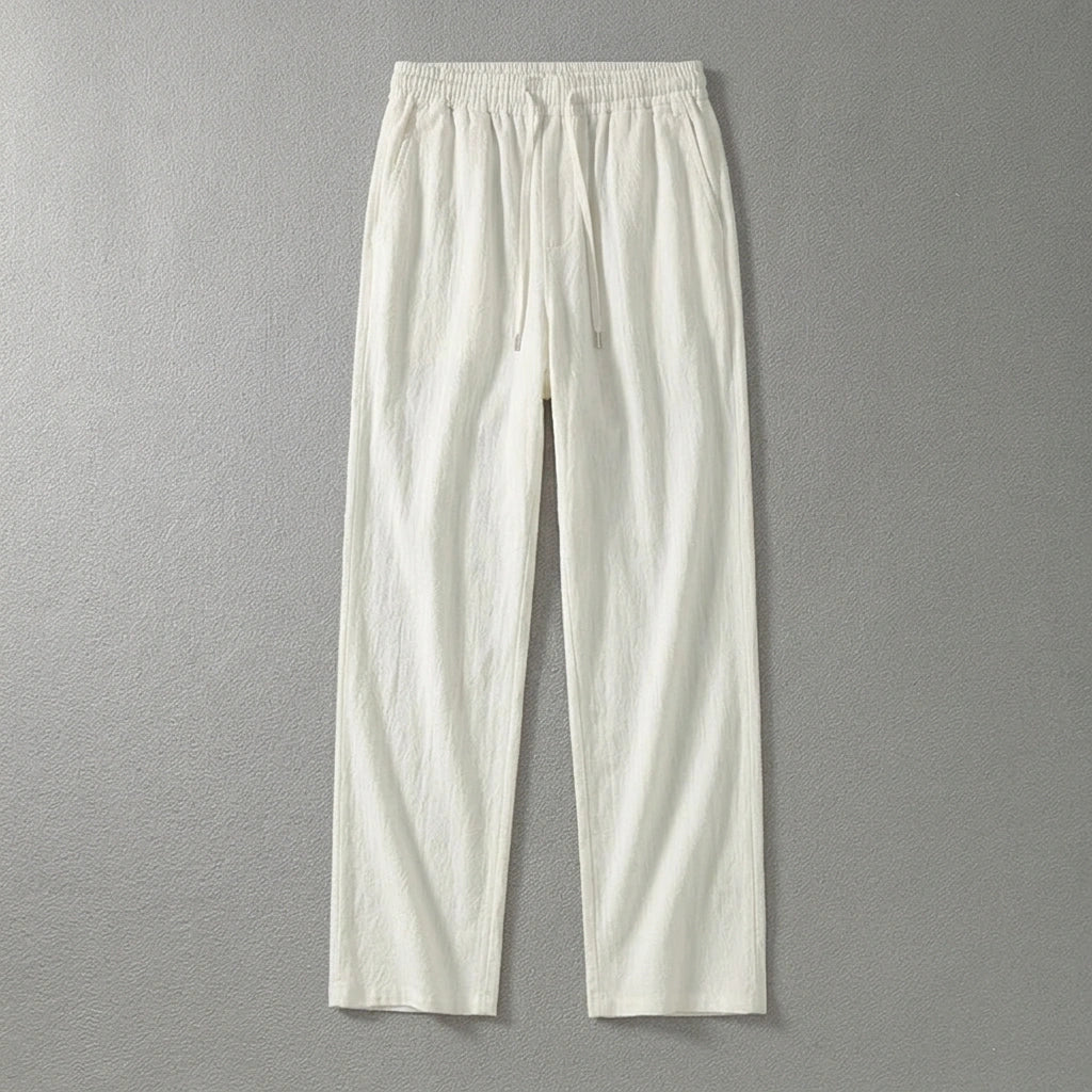 Men's Organic Cotton Wide Leg Drawstring Pants - Breathable Relaxed Trousers