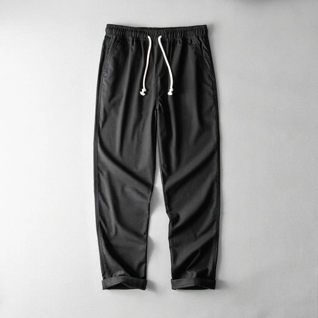 Men's Cotton Linen Drawstring Pants - Lightweight Wide Leg Summer Trousers